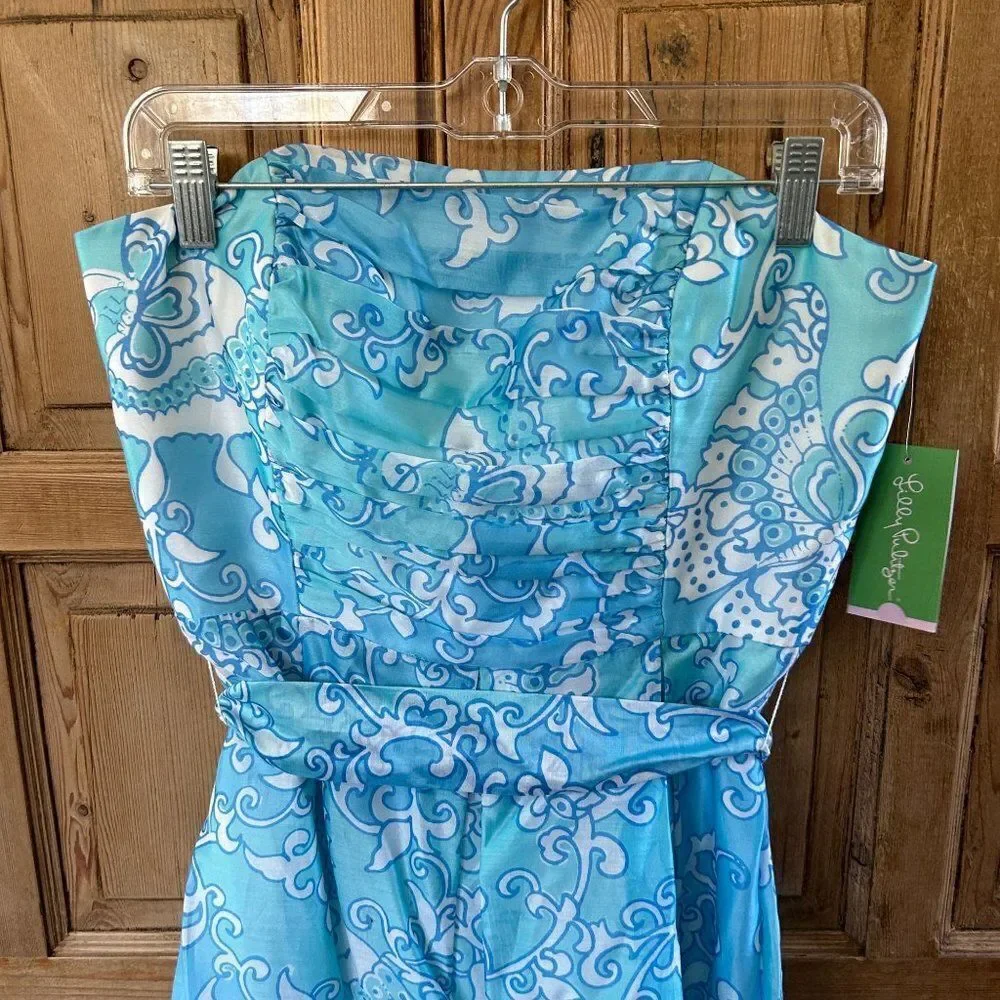 NWT Lilly Pulitzer 4 Dress Sleeveless Angelette Dress Via Blue Making The Rounds - Picture 2 of 16
